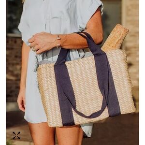 The Parisian picnic basket Navy Woven Tote Bag